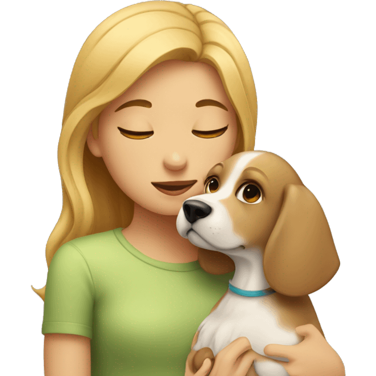 Girl kisses dog emoji