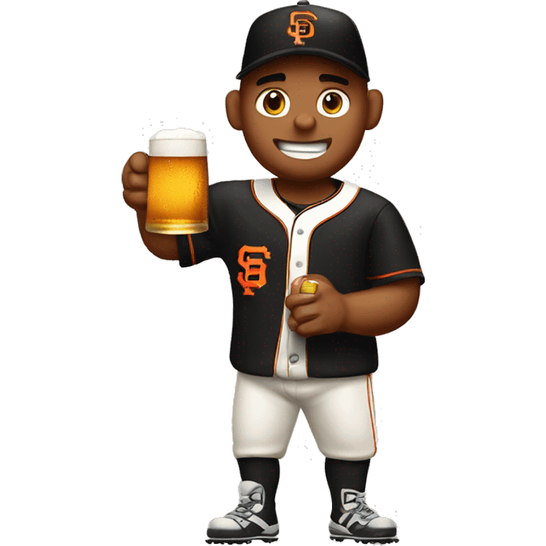 A SF Giants baseball player with a beer in their hand taming a tiger emoji