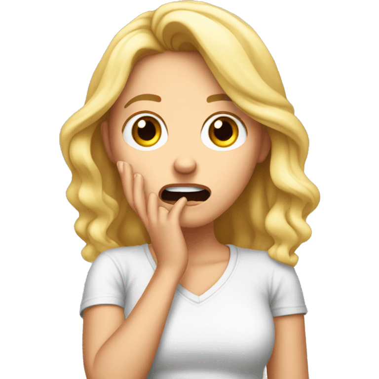 Shocked white girl meme with hand emoji