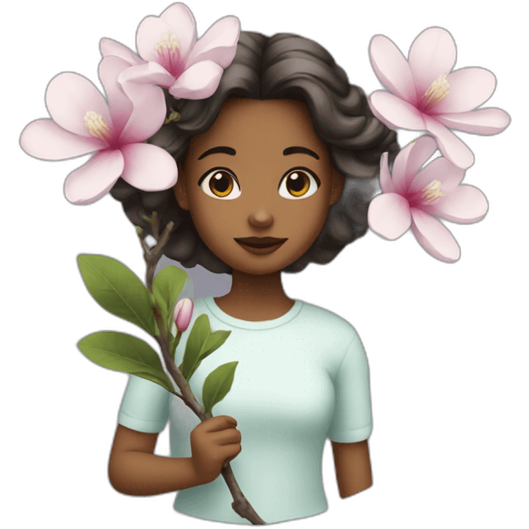 girl with magnolia emoji