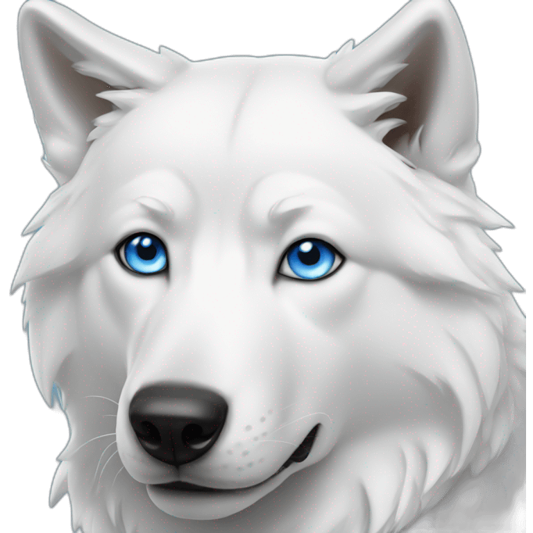 White wolf dog blue eyes emoji