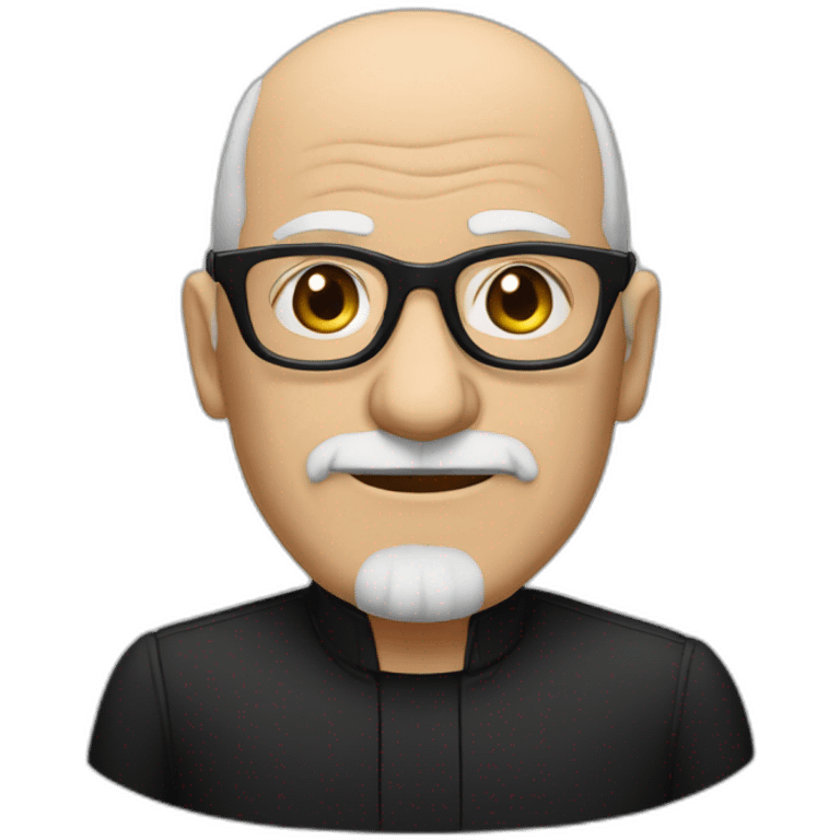 Old man pianist bald black glasses sideburns black shirt emoji