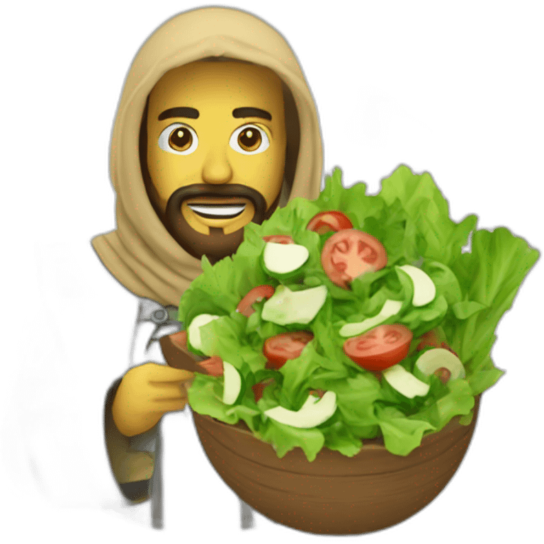 Saladin eating salad using LinkedIn emoji