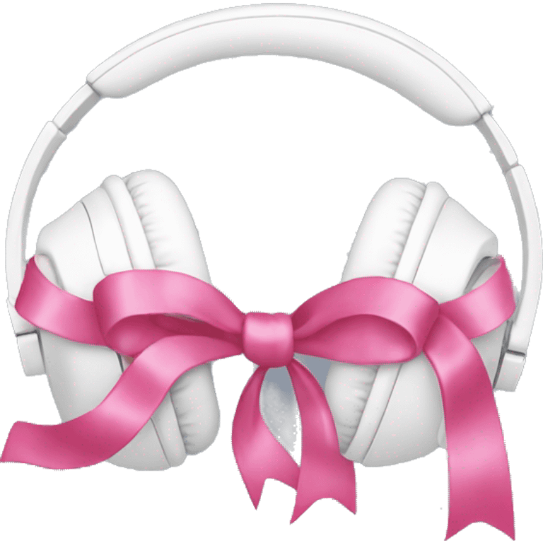 White headphones with pink bows emoji