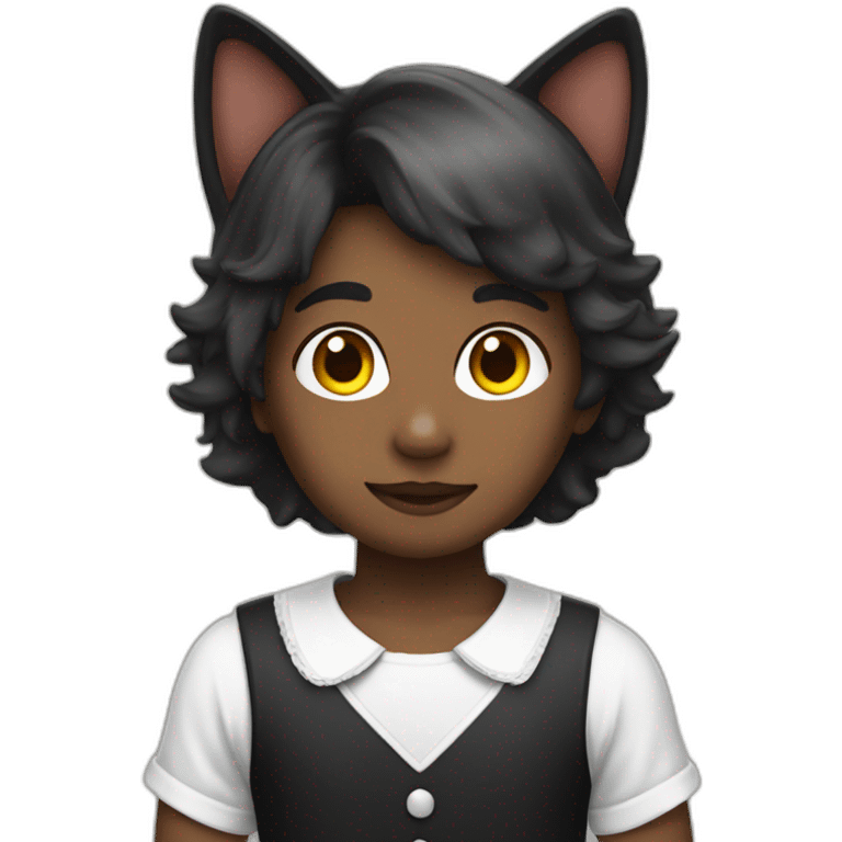 Boy with a french maid outfit and cat ears on his head emoji