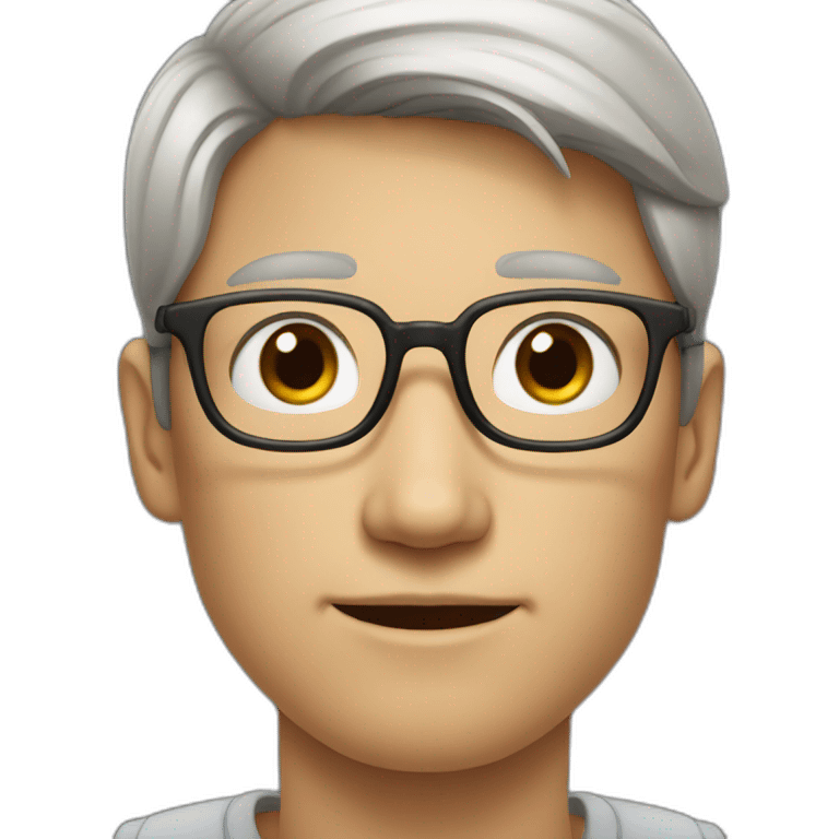 Tim cook with a brown hair Korean girl with eyeglasses emoji