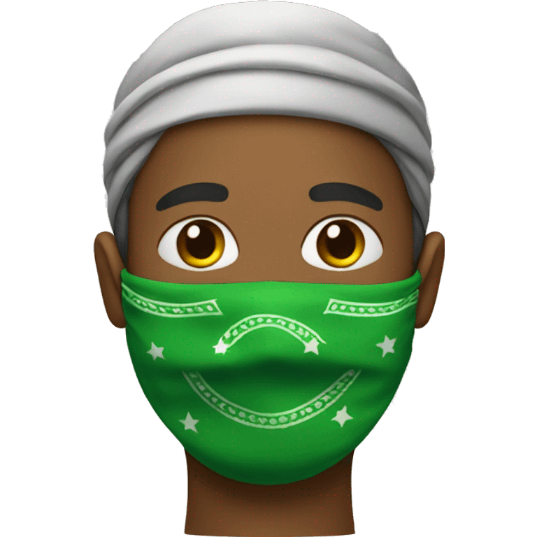 a person with a green bandana on his face emoji