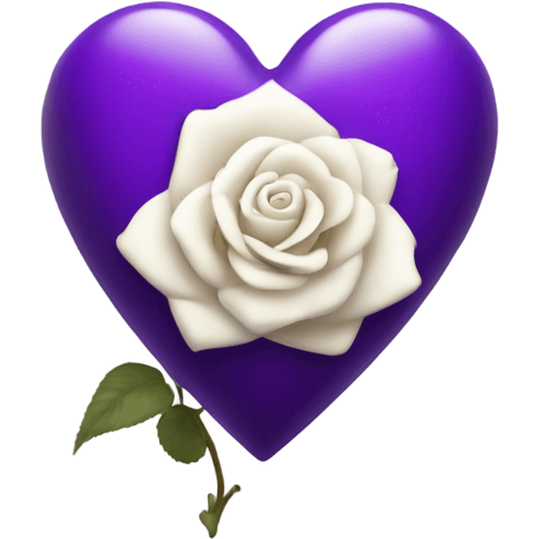 Purple heart with a white rose inside no leaves emoji