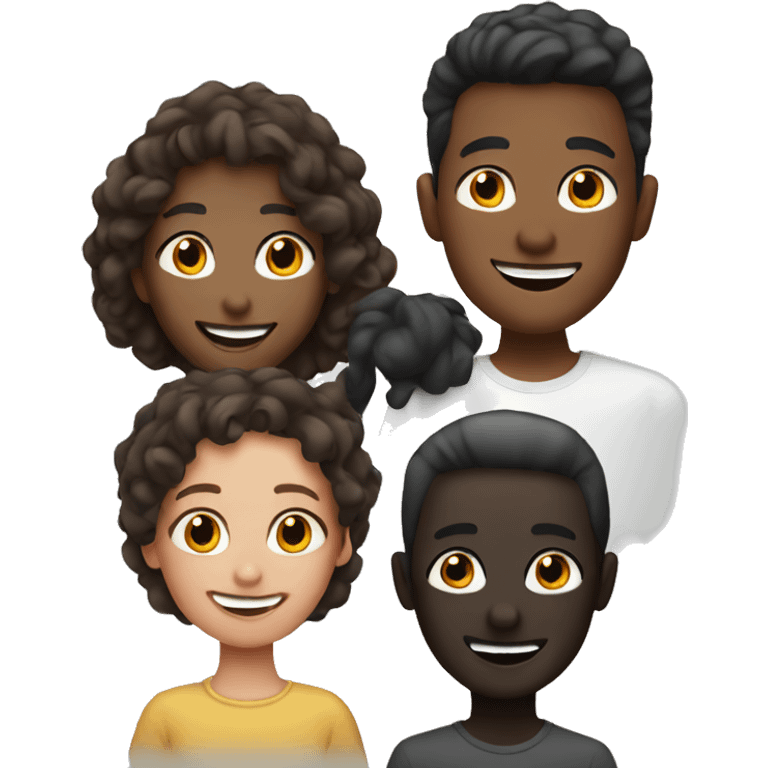 4 Friends one with dark skin having fun emoji