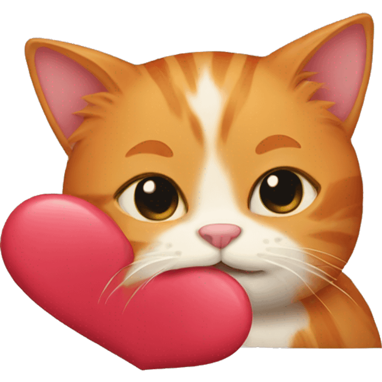 ginger cat holding a heart  emoji