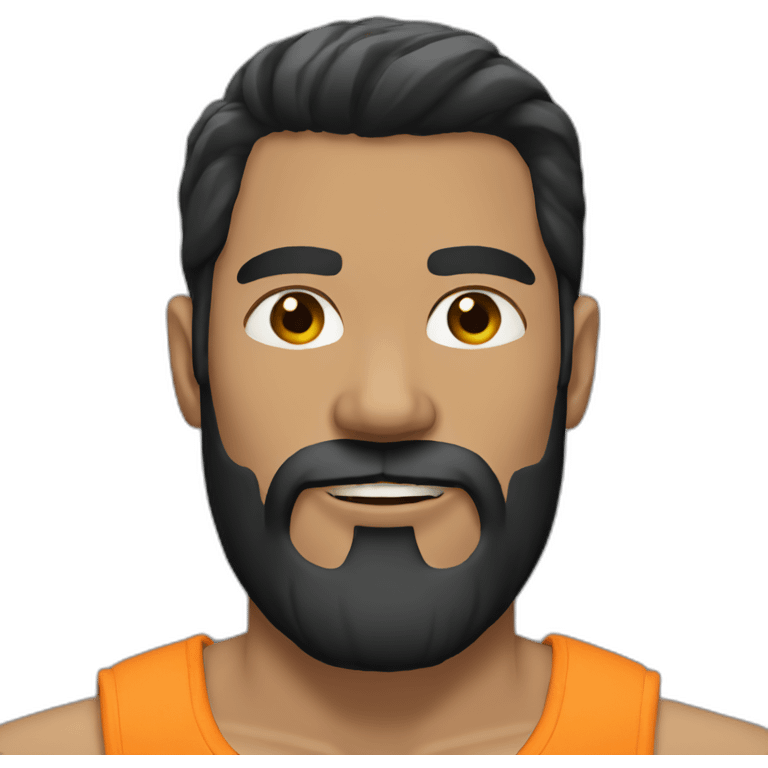 man-black-hair-beard-muscular emoji