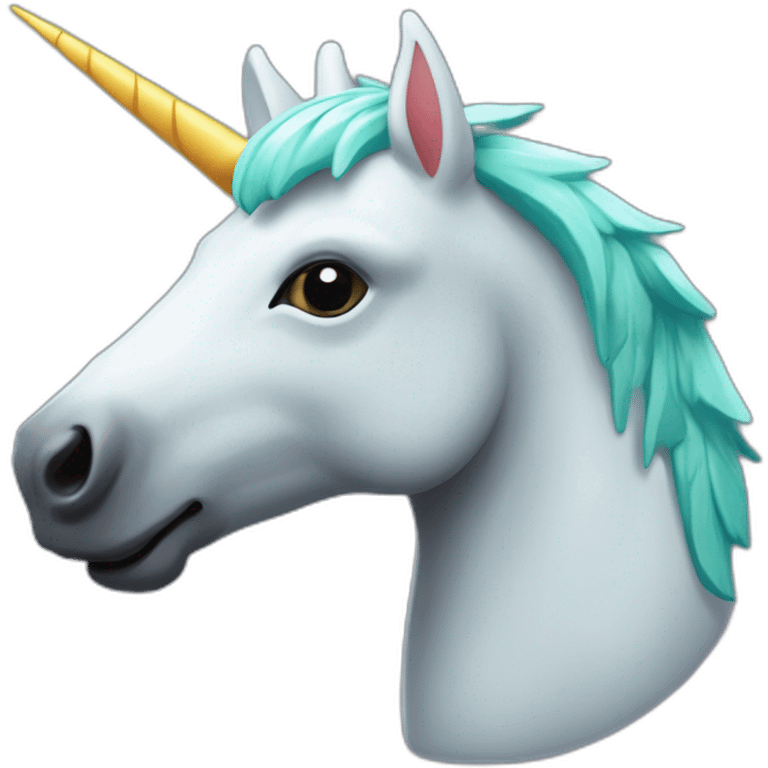 Une licorne verte et banche avec ses ailes emoji