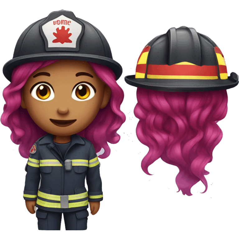 Girl with red,purple hair with firefighter outfit  emoji