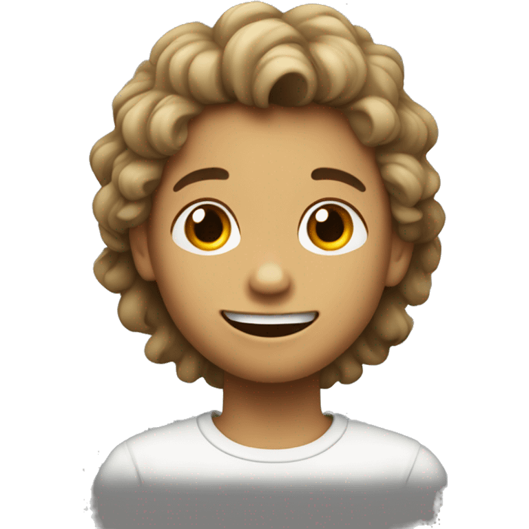 Niño con pelo largo sonrient emoji