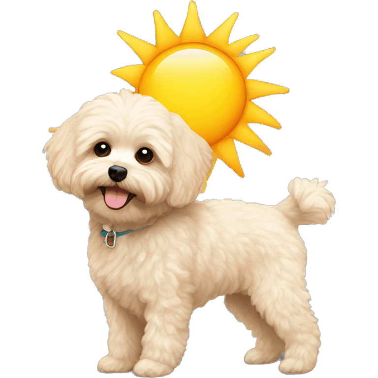 Maltipoo with large sun emoji