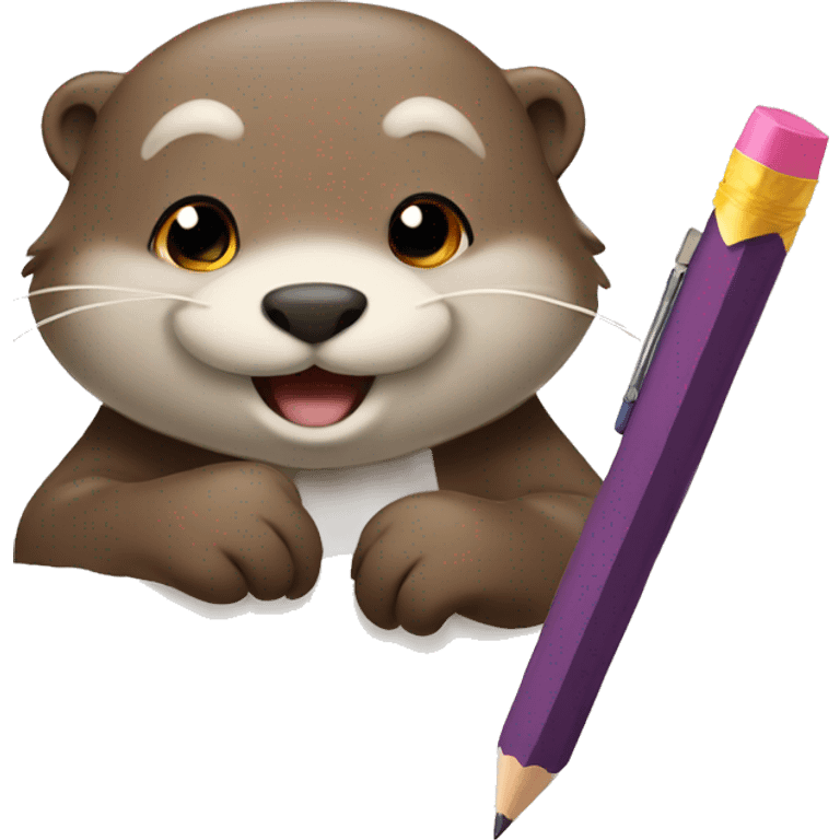 cute otter writing on paper with a pencil  emoji