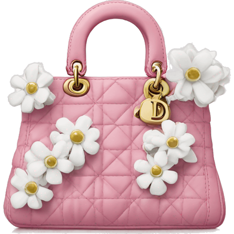 pink dior bag with white bouquet emoji