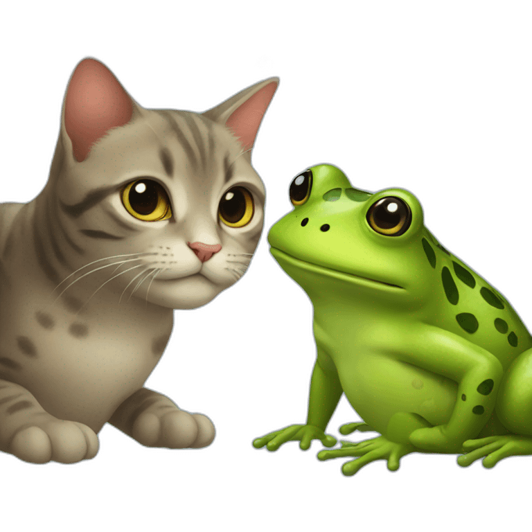 Cat and frog in love emoji