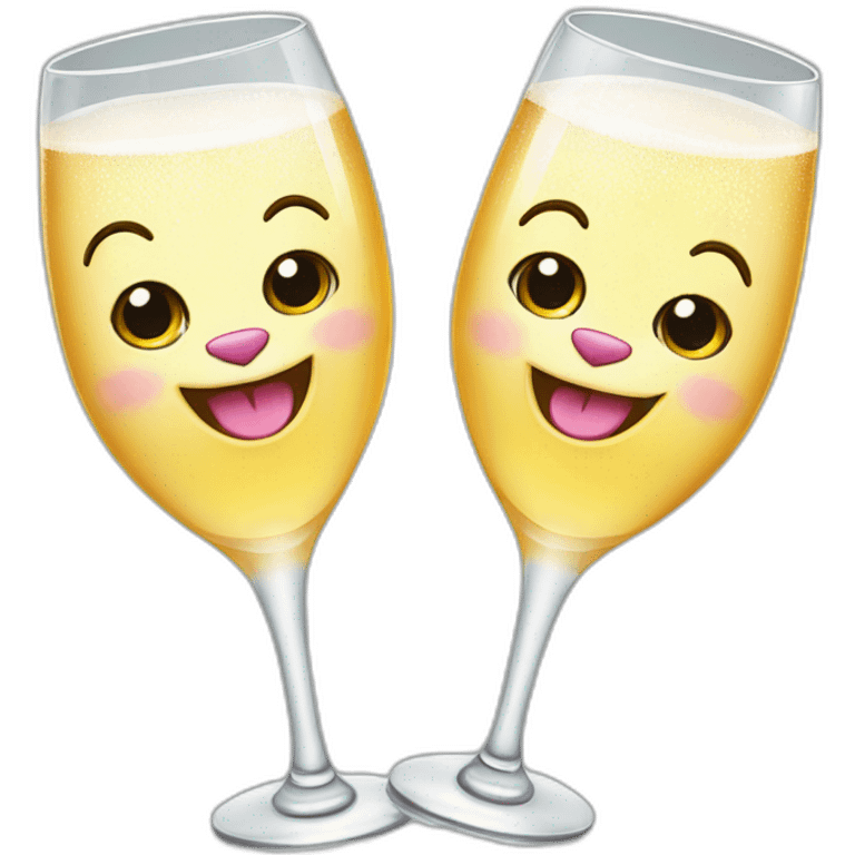 two happy cats clinking glasses of champagne emoji