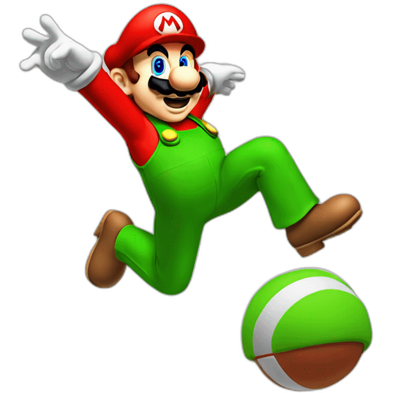 Mario Bros jumping to the goal emoji