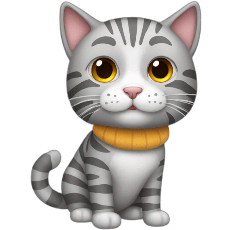 Grey stripped cat with a doudou emoji