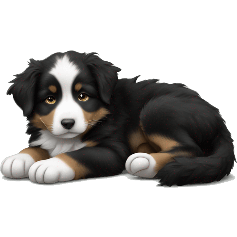 sleeping black tri australian shepherd puppy emoji