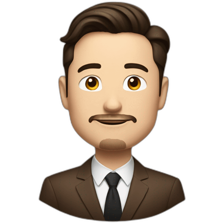 elon musk with anchor beard in a brown suit with black hair emoji