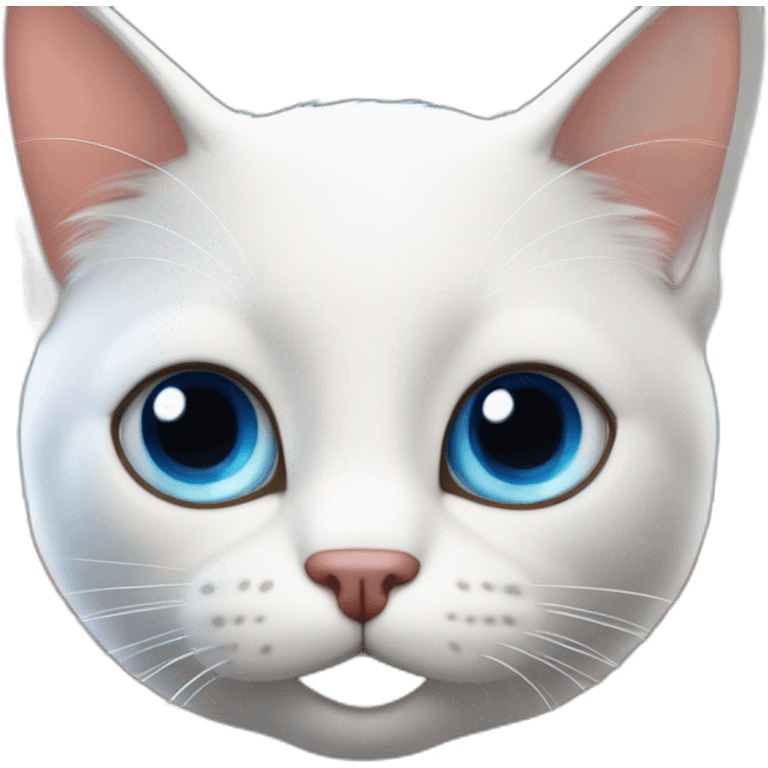 Gato blanco con ojos azules estilo pixar subido en un coche rojo emoji