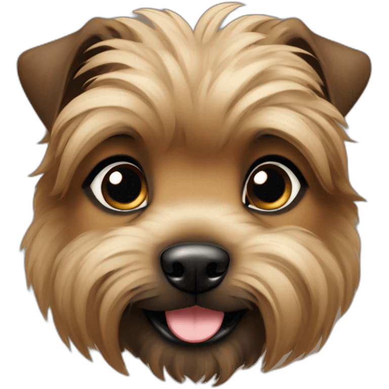 bouvier fawn brown and black puppy face very long hair smiling dark short ears emoji