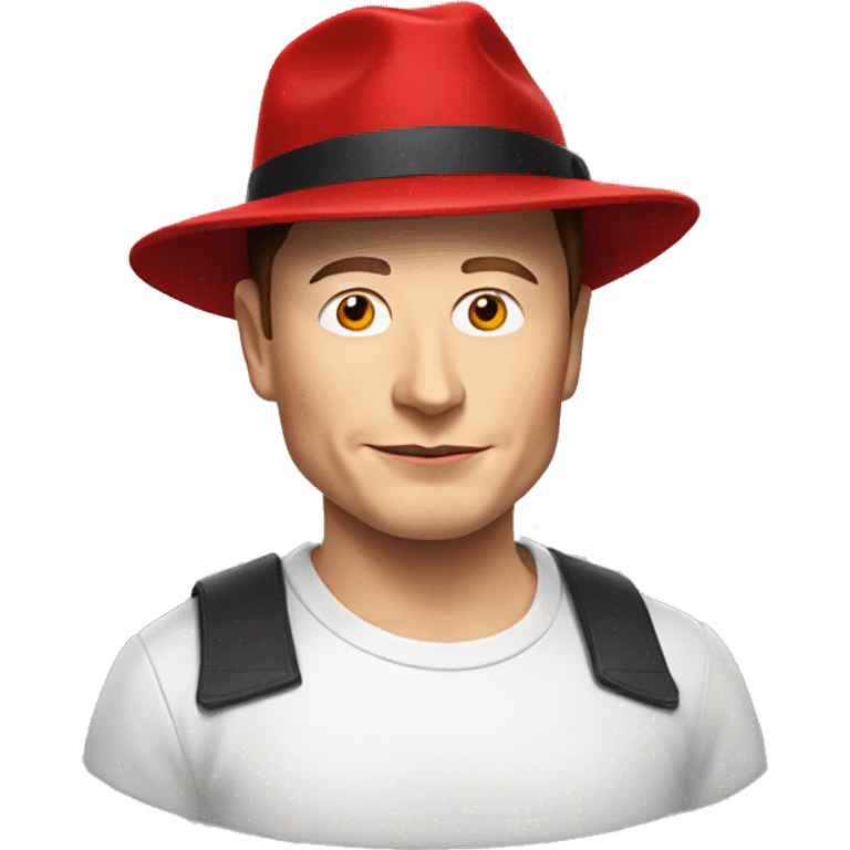 Elon musk with red hat emoji