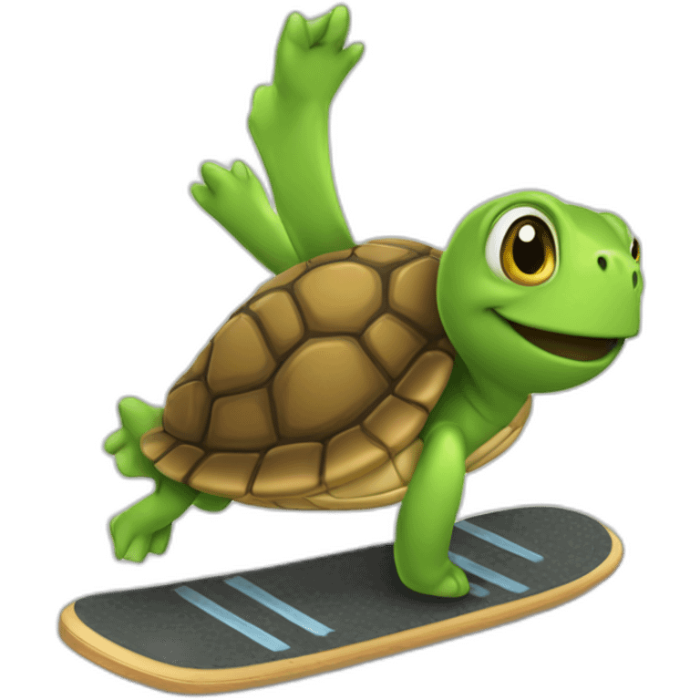 Turte riding a scateboard emoji