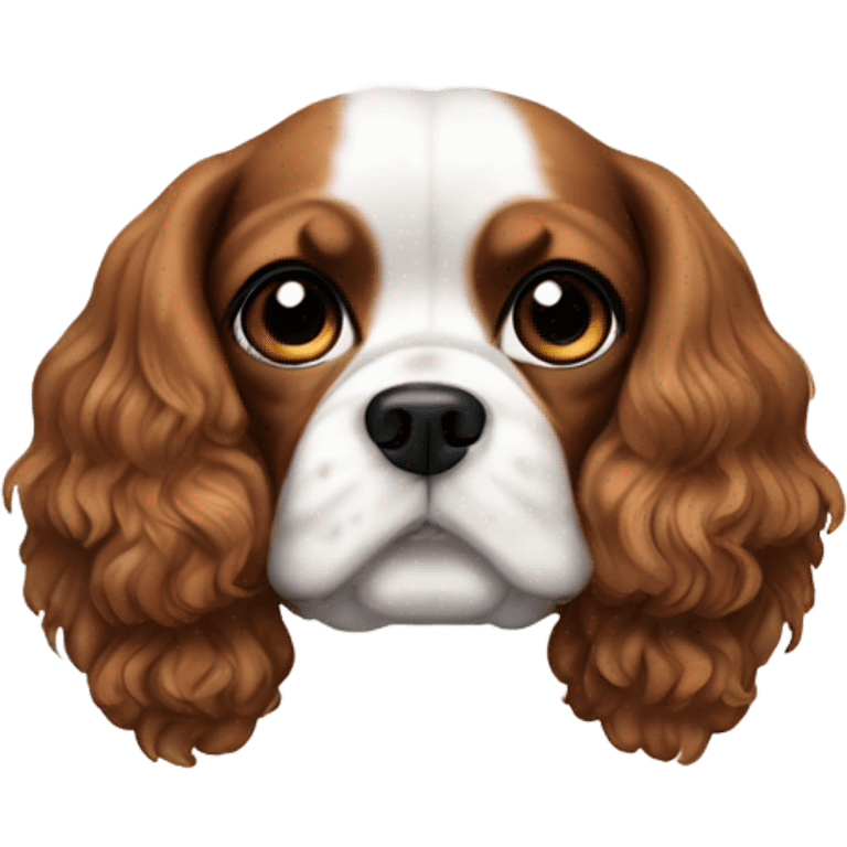 realistic cavalier dog with black ears emoji