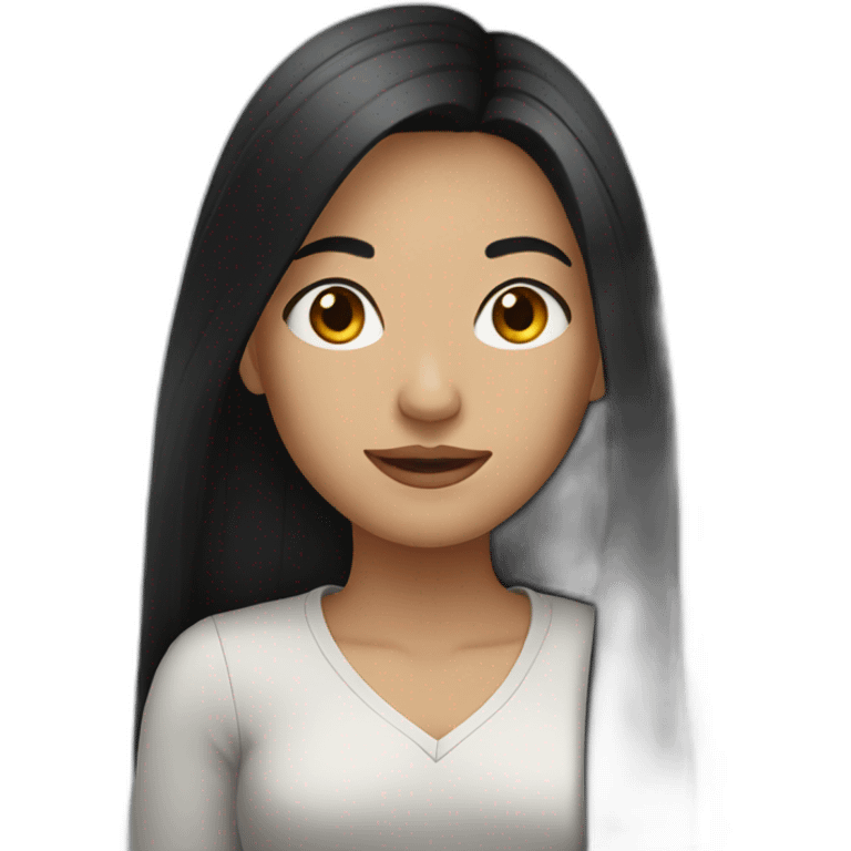 young woman with long black hair emoji