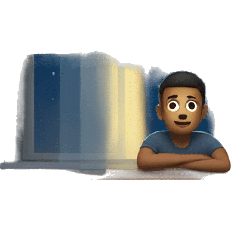 Guy looking out the window at night emoji