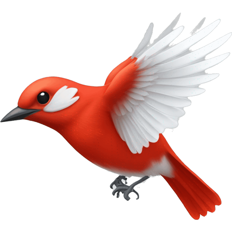 red male flycatcher bird flying with white accent feathers flying upwards emoji