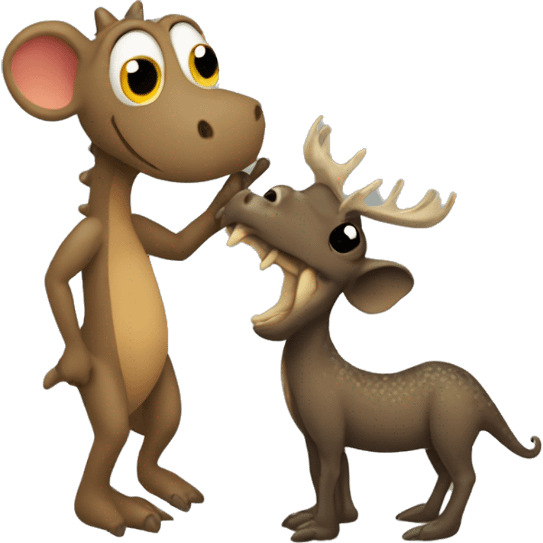 a lizard and a moose hugging eachother  emoji