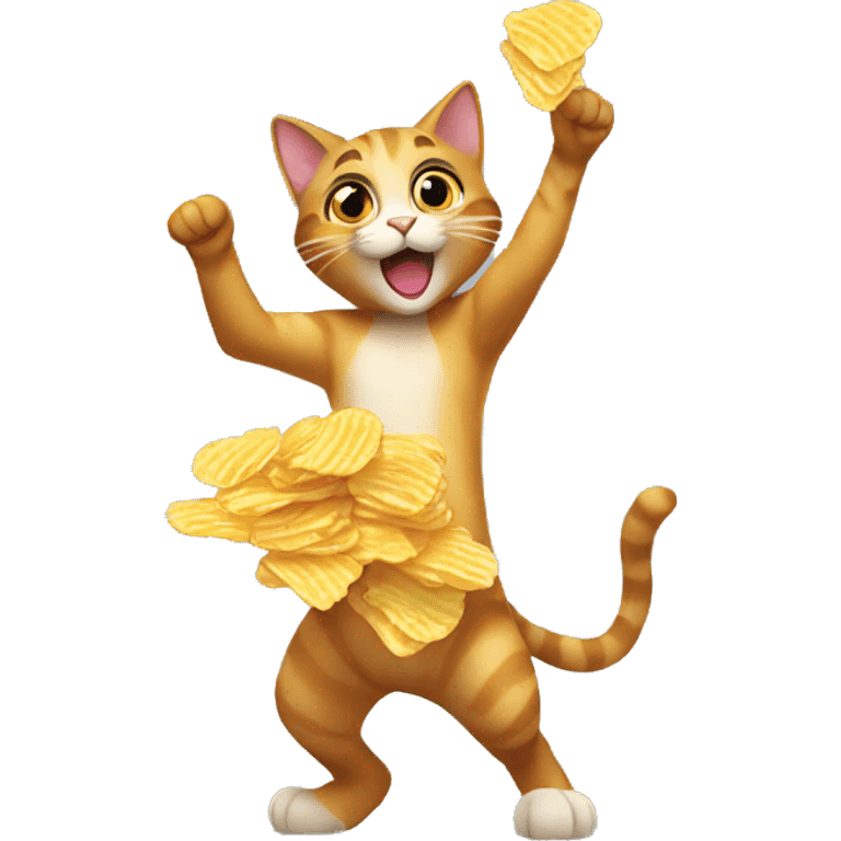 cat eating chips while dancing lol emoji