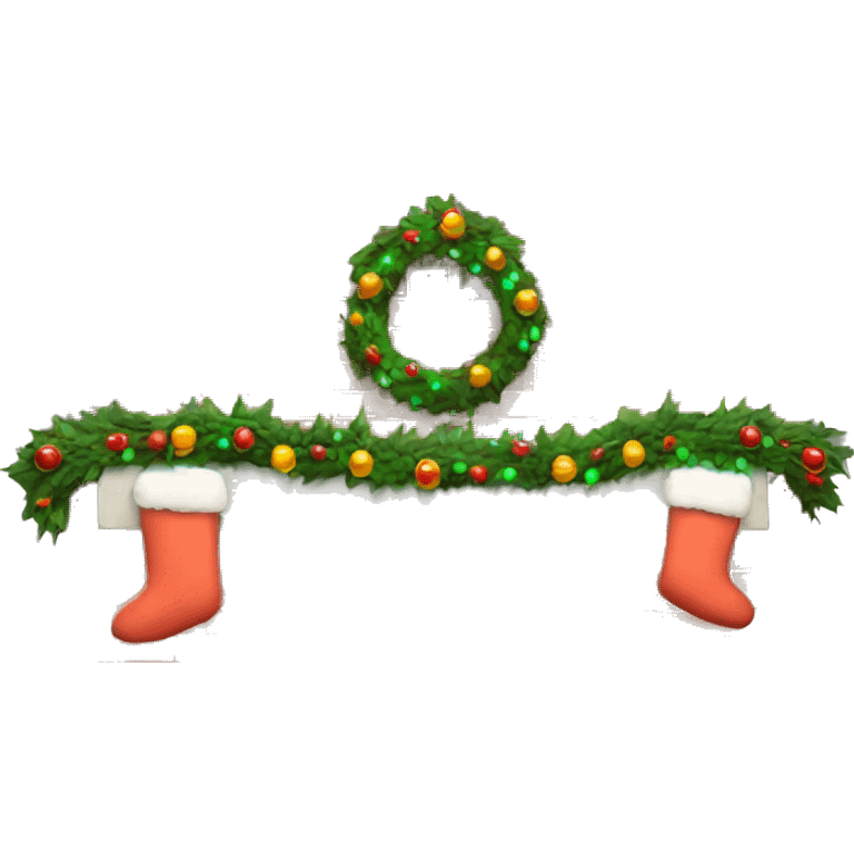 Brick Fireplace with wreath and Christmas lights and stockings emoji