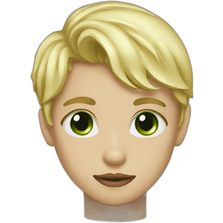 Blond boy Green eye kissing chocolate  girl Green eye emoji