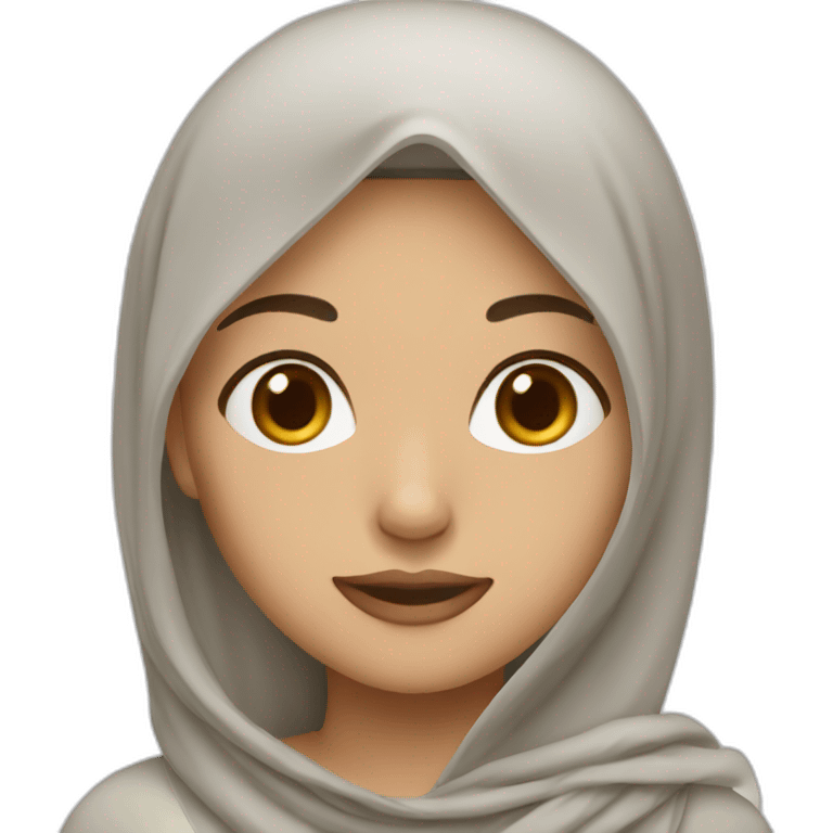 Muslim girl with brown hair and white higdgab  emoji