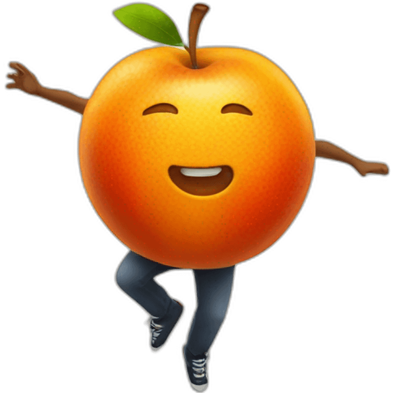 Une pomme qui dance avec une orange emoji