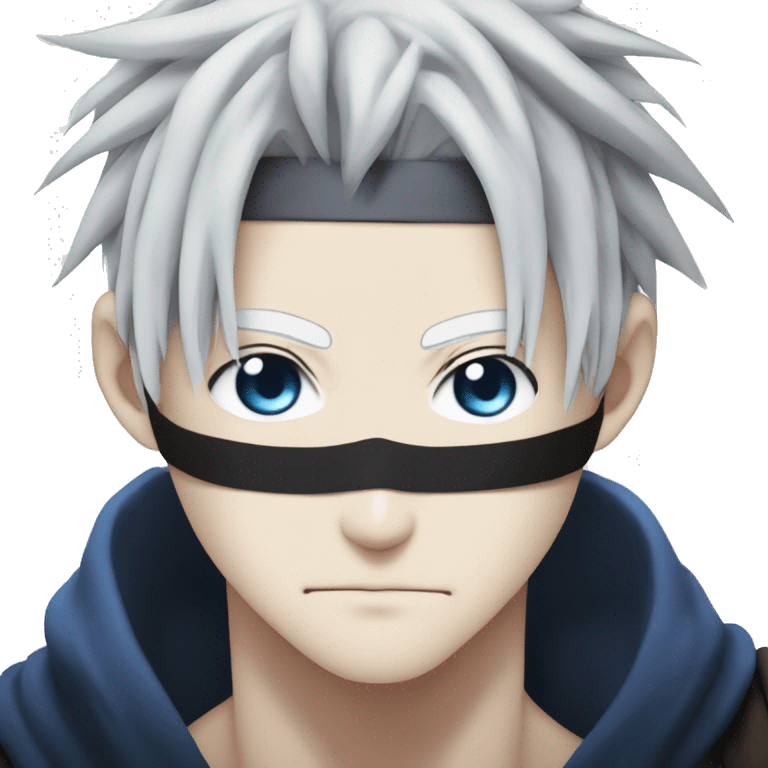 white hair, blue eyes, with blindfold, from Jujutsu Kaisen, emoji