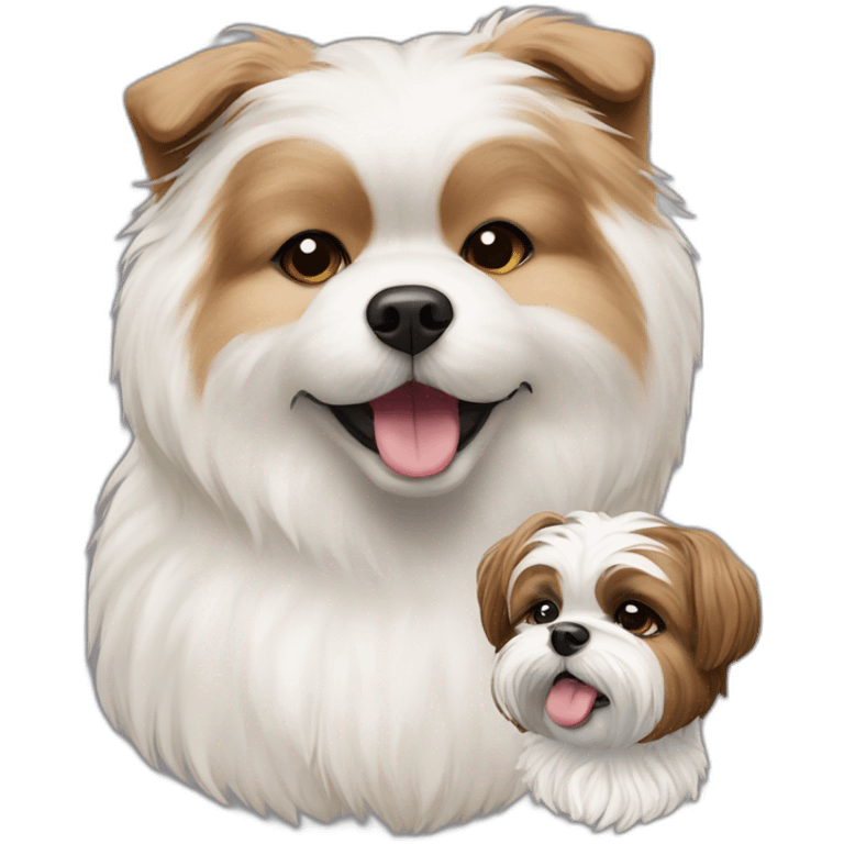 Samoyed dog and shih tzu dog playing emoji