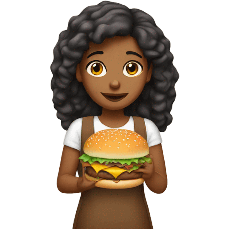 Brown Girl with hamburger emoji