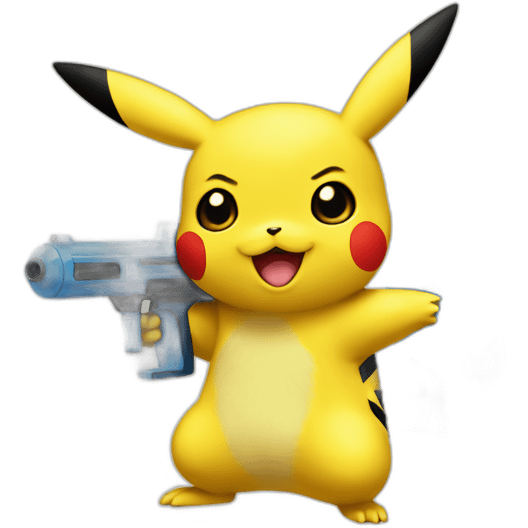 Pikachu with a water gun emoji