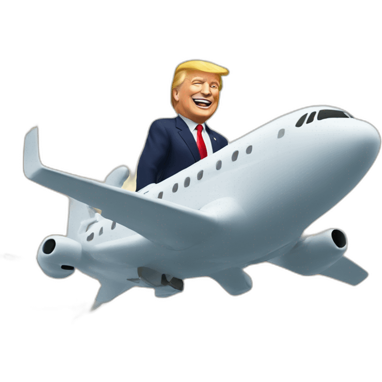 Trump flying over sea emoji