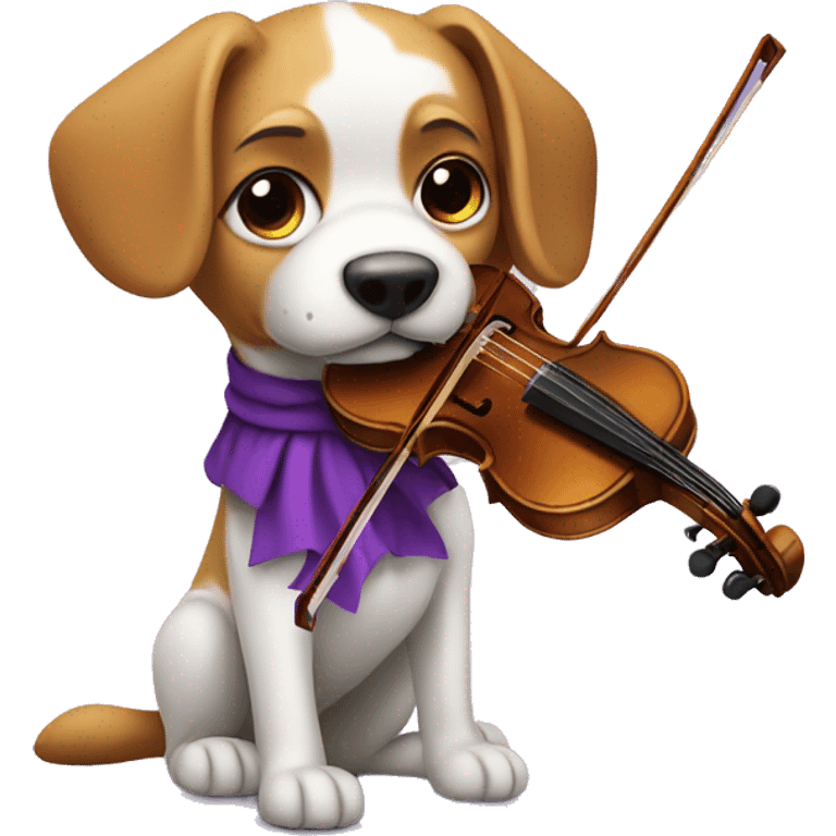 dog with  purple violin  emoji