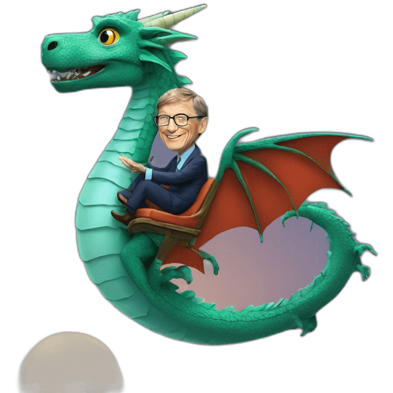 Bill Gates on a dragon flying to the moon emoji