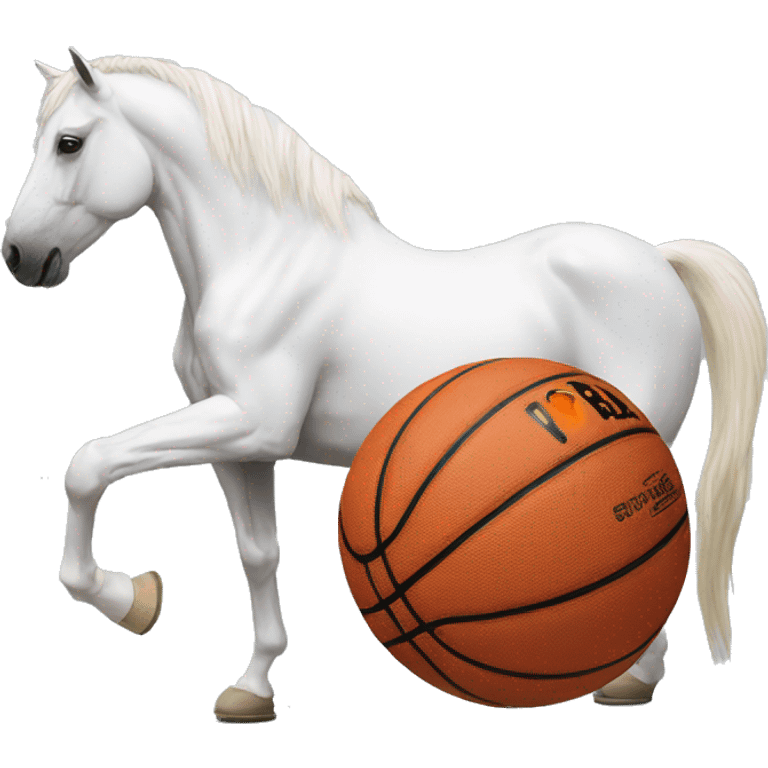 white horse with basketball next to its head emoji