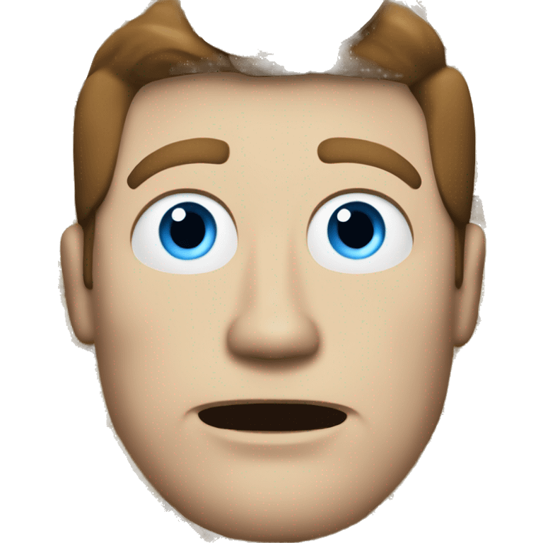 white guy with blue eyes and clubby brown hair , fat eating chips emoji